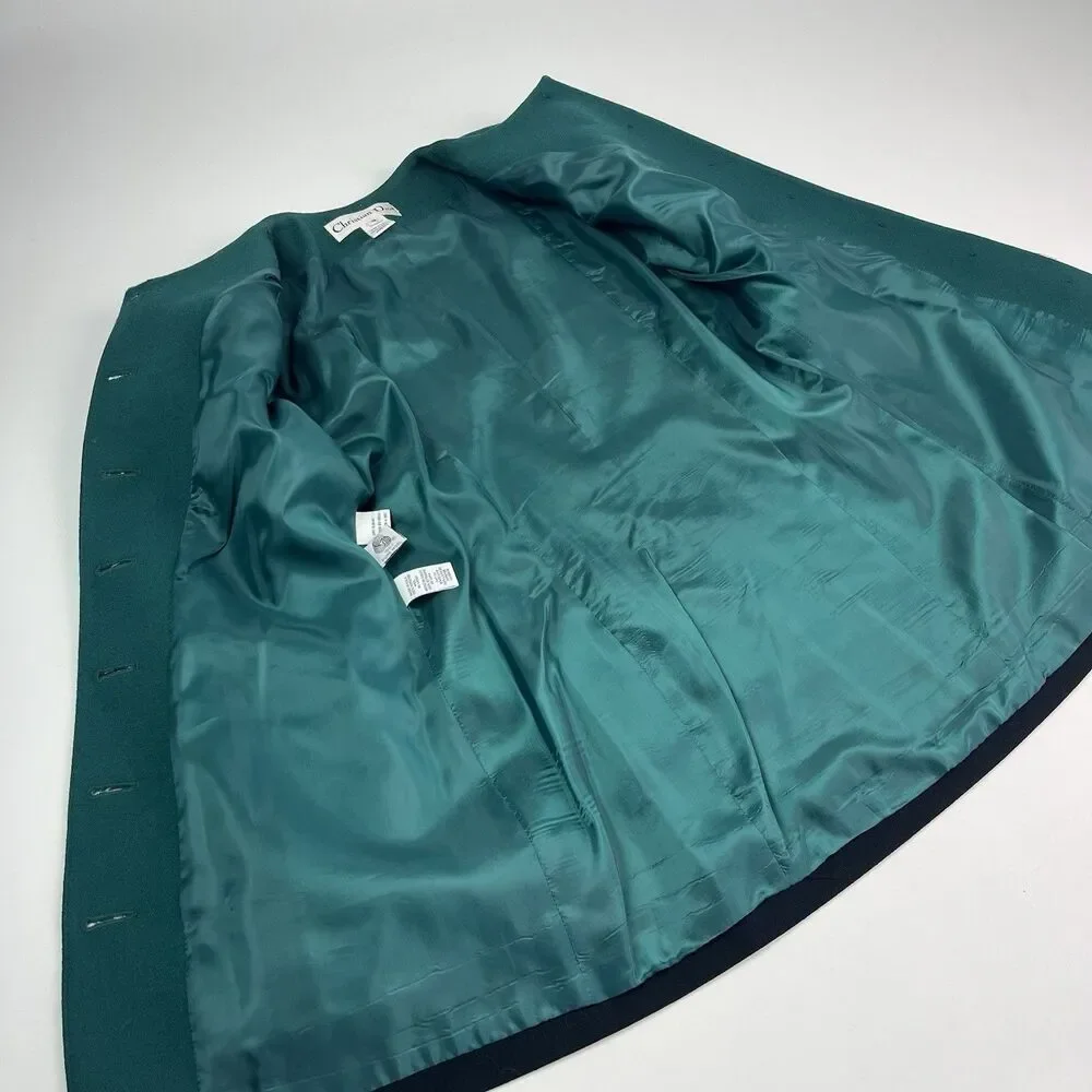 Christian Dior Vintage Wool Blazer Jacket Sz 4 Green Old Money Classic Heritage